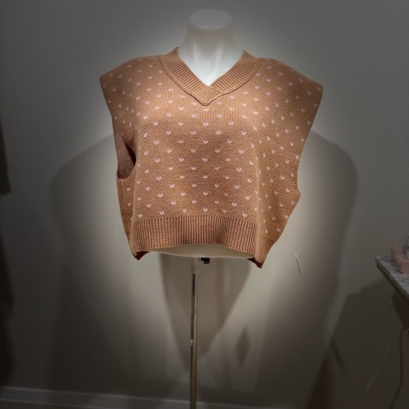 Free People Sweaters - NWT Free People Over-Sized Brown and Pink V-Neck Sweater Vest